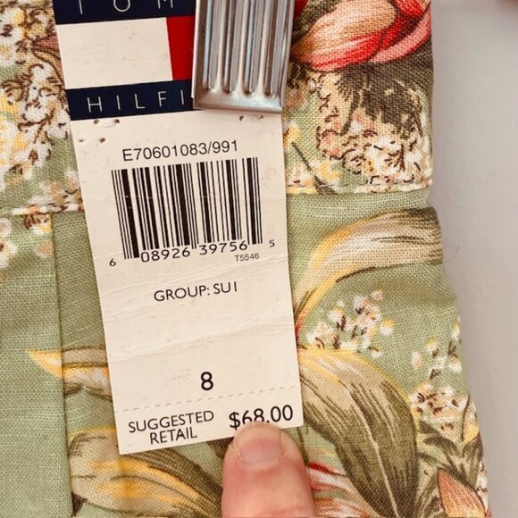 Vintage Cottagecore 90's Tommy Hilfiger High Waist Linen Floral Shorts 6/8 - Picture 3 of 5